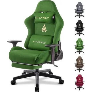 Gamingstuhl, verstellbare Rückenlehne, ergonomisches Design, Grün