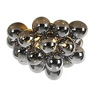 Qazqa - Design Deckenleuchte I Deckenlampe I Lampe I Leuchte schwarz mit Rauchglas 6 Lampen - Uvas I Wohnzimmer I Schlafzimmer - Kugel I Kugelförmig - LED geeignet G9