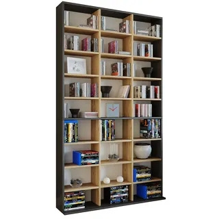 VCM Standregal »VCM Holzregal stehend   platzsparender CD-Schrank für 1080 CDs oder 504 DVDs   Maße: H. 181 x B. 102 x T. 23 cm   Elegantes DVD Regal stehend   Blu-Ray Regal   CD Regal Megosa XL«, grau