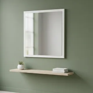 Dmora - Spiegel Rino, Badezimmerspiegel, 100 % Made in Italy, 60 x 2 x 60 cm, glänzend weiß