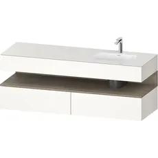 Duravit Qatego Einbauwaschtisch mit Konsolenwaschtischunterbau, 1600x550x600mm, Nische Eiche Terra, Becken rechts, QA4796035, Farbe: Weiß Hochglanz