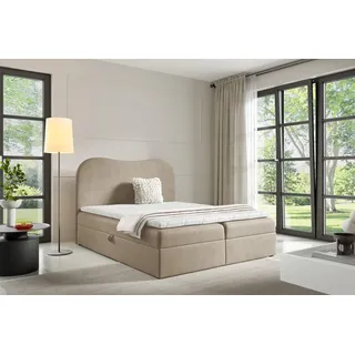 Boxspringbett Schlafzimmerbett DARLIN PREMIUM 180x220cm Stoff Gerra Cappuccino - Braun