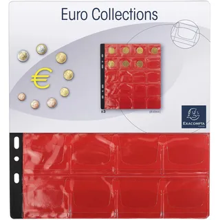 Exacompta 96002E 3er Pack Münzenhüllen für jeweils 20 Münzen in 40 mm, inklusive 3 rote Register, passend zum Münzalbum Numismatik