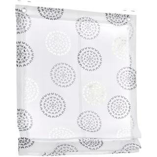 Kutti Raffrollo Ösenrollo Bella Ausbrenner Weiss anthrazit Bedruckt Kreis Motiv, incl. Fensterhaken (60 x 140 cm)