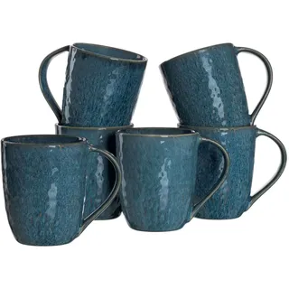Becher LEONARDO "Kaffeebecher Matera 430 ml 6er Set", blau, 6 tlg., Keramik, Trinkgefäße, Becher