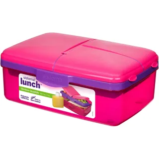 Sistema Slimline Quaddie Lunchbox | 1,5 l | stapelbare und luftdichte Vorratsdose mit Deckel | BPA-frei | lila/rosa