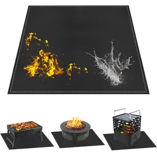 Feuerfeste Unterlage 96 x 96cm, Feuerschutzmatte Hitzebeständig, Faltbare Grillmatte Bodenschutz Hitzebeständig, Kohlenstoff Filz Feuerfeste Matte, Grillteppich Bodenschutzmatte für Außenbereich