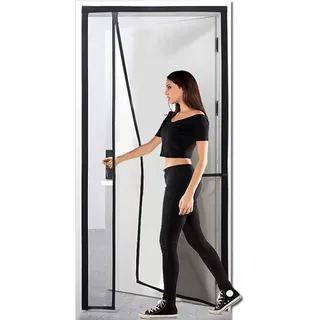 INF Magnetischer Fliegengittervorhang aus Fiberglas Schwarz S - Schwarz