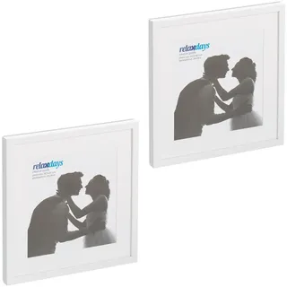 Relaxdays Bilderrahmen Weiß 38,5x38,5 cm 2er Set