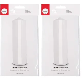 RAYHER Hobby 3103702 Verzierwachs, weiß, 2 Verzierwachsplatten 20 x 10 cm, Wachsfolie zum Kerzen verzieren, Kerzenwachs, Wachsfolie (Packung mit 2)
