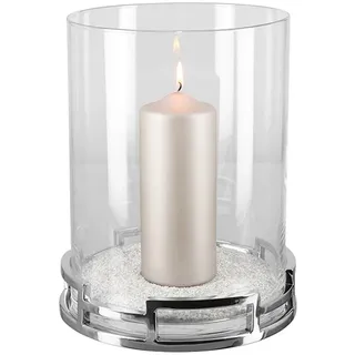 Windlicht FINK "HOMMAGE, Weihnachtsdeko", silber (silberfarben), Ø:23cm, Edelstahl, Glas, Kerzenhalter, Windlicht, aus Edelstahl