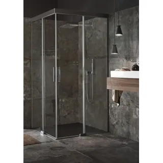 Koralle S600Plus Maßanfertigung Eckdusche Schiebetür EDS2 R, Breite: 1151-1500mm, Schenkel rechts, V11340QA1, Duschkabine: Profil/Blende: Silber hochglanz/Hochglanz, Glas: ESG