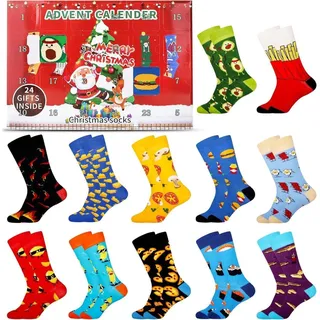 Jeasona Weihnachtskalender Kinder Socken 12 Paar 35-38 Mädchen Jungs 8-12 Jahre - Bunt