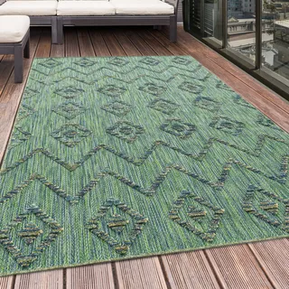 Bahama Wavy teppich indoor/outdoor hochtief effekt rechteckig 240x340cm grün - Grün