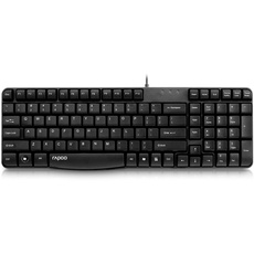 Rapoo | QWERTY-Tastatur mit Kabel (spritzwassergeschützte Tastatur, USB-Anschluss, leise, numerisch) schwarz