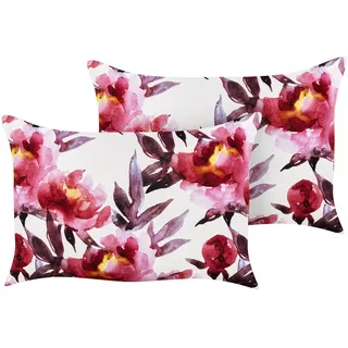 Beliani LANROSSO Dekokissen 40 x 60 cm Weiß, Rosa