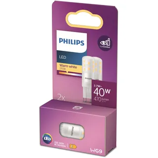 Philips LED Standard Brenner, Ersatz für 40W Halogen, G9 Sockel, warmweißes Licht 2700K, 2er Pack, neue Generation