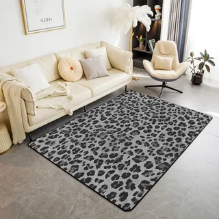 Homemissing Grau Leopard Teppich 100x150cm Gepard Wohnzimmerteppich für Jungen Mädchen Tierdruck Modern Teppich Leopard Pelz Druck Schlafzimmer Dekor Safari
