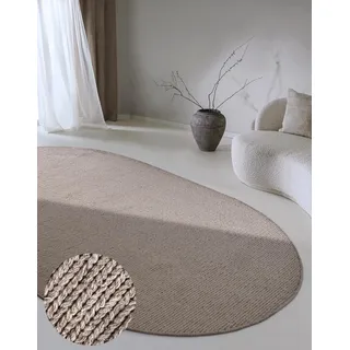 Villeroy & Boch Francois Oval - Natur Wohnzimmerteppich - Handgewebt & Natürlich - Boho Teppich Wolle für Wohnzimmer, Schlafzimmer, Esszimmer, Flur, Küche – Linen, 160x230cm
