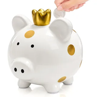 Keramik Schwein Sparschwein,Sparschwein Kinder,Spardose für Mädchen | Dekorative Spardose mit Öffnung für Hochzeit, Weihnachten, Halloween,Money Box