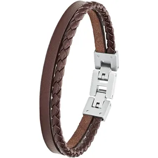 S.Oliver Armband Edelstahl, Leder Herrenschmuck Weiss Herren