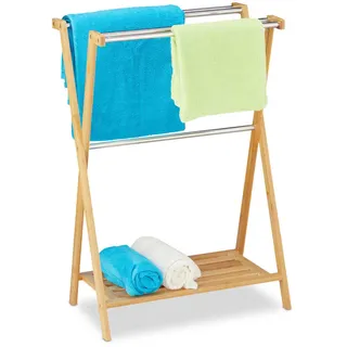 Relaxdays Handtuchständer ohne Bohren Holz Braun