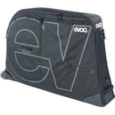 EVOC BIKE BAG leichte Fahrrad Transporttasche (inkl. Räder, separates Fach für Räder, FORK MOUNT Stabilisierung, extrabreites Fahrwerk, 280l, max. Radstand 126 cm), Schwarz Einheitsgröße