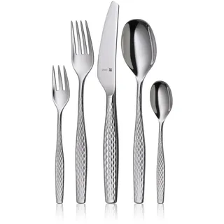 WMF Sentic Besteck-Set, 30-teilig für 6 Personen, ergonomisch, Cromargan protect®, spülmaschinenfest, geschmiedete Menuemesser, Besteckkasten 1270916340