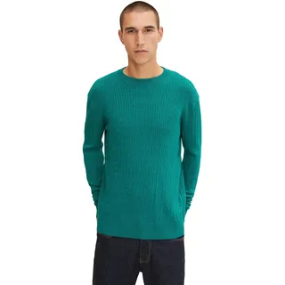 TOM TAILOR Herren Strickpullover mit Zopfmuster 1032290, 30316 - Light Rough Green Melange, L