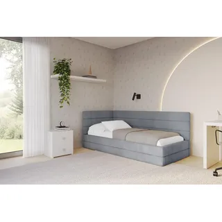 altdecor Jugendbett BEMY 90 x 200 cm Textil grau