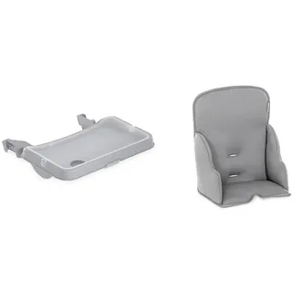 Hauck Alpha Tray 3in1 Set, tiefenverstellbares Essbrett mit herausnehmbarem Tablett, grau & Alpha Cosy Comfort Sitzverkleinerer ab 6 Monate, grau, 667866