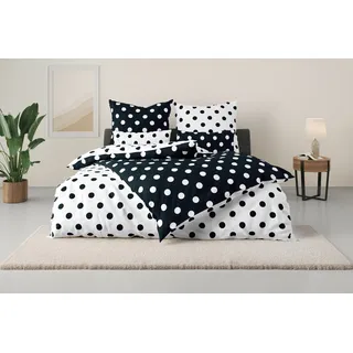 MY HOME Wendebettwäsche Dots schwarz 135 x 200 cm + 2 x 40 x 80 cm