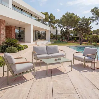 Mendler Aluminium-Gartengarnitur HWC-O11 2-tlg. Hellgrün