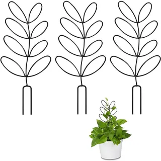 CATZUM 3 Stück Rankhilfe für Zimmerpflanzen, Garten Pflanzenstütze, Blumenstütze Gitterspalier, Topfpflanzen Rankgitter, Pflanzkübel Pflanzenkäfige, Kletterhilfe für Pflanzen (Blattform)