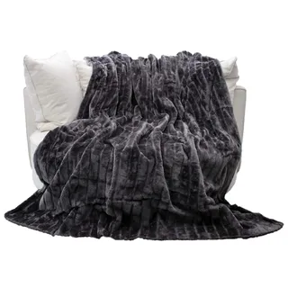 Brandsseller Felldecke 150 x 200 cm Hochwertige Kuscheldecke Sofa Decke Wohndecke Tagesdecke Flauschiges Kunstfell Grau