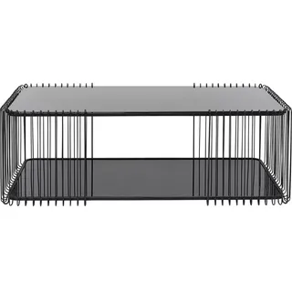 Kare Design Couchtisch Wire Double, Schwarz, Pflegeleicht Sicherheitsglas, Wohnzimmertisch, Stahlgestell, Tischplatte aus Glas, Wohnzimmer, Rechteckig, 42x120x60 cm (H/B/T)