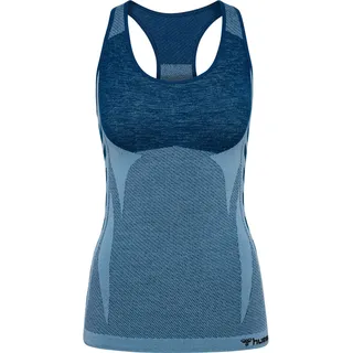 hummel Tanktop "HMLCLEA SEAMLESS TOP" dehnbarer Stoff, mit gestricktem Mesh auf der Rückseite, navy peony, faded denim