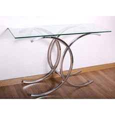 DRW DRW094385 Tisch für den Eingangsbereich, Glas und Stahl, 120 x 78 x 40 cm, silberfarben
