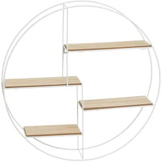 Wandregal mit 4 Böden aus MDF und Metall in Weiß und Natur