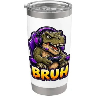 Bruh Gaming T Rex Lustige Dinosaurier Gamer Konsole Meme Grafik Doppelwandiger Edelstahl-Thermobecher
