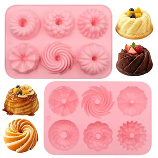 Fipfovpa 2 Stück Mini Gugelhupfform für Kuchen Muffins Brownie Pudding