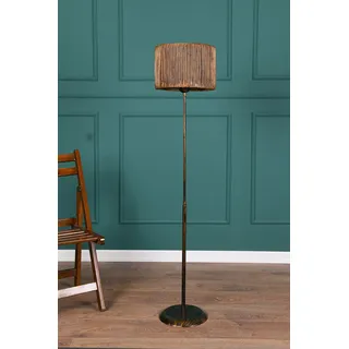 Opviq, Hochwertige Stehlampe mit Metallkörper, Imitation Bambus-Kappe (30 x 30 cm), Höhe: 165 cm, E27 Fassung, max. 40 W, Schwarz und Roségold, , rustikales Design. - Schwarz, Rosa