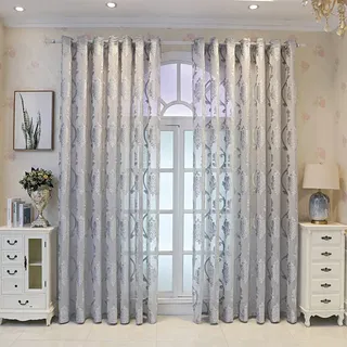 M&W DAS DESIGN Gardinenschal halbtransparent Vintage Retro Barock Dekoschal Stoff Ösenschal Voile Fensterschal Stickerei Jacquard Stores Gardinen