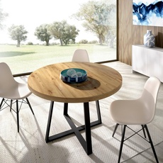 Bild Tisch Casarola, Konsole ausziehbar rund, Mehrzweck-Esstisch, oval, 110/158x110h77 cm, Eiche Nodi