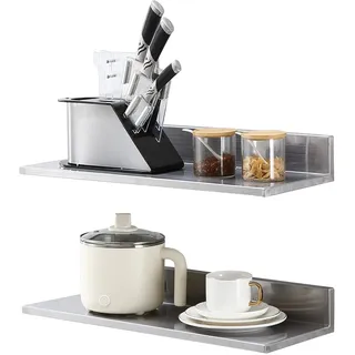 Vevor Gewürzregal Wandregal 2-teilig, Hängendes Küchenregal 610 x 218 x 85 mm, Schweberegal Edelstahl 20 kg Belastbar, Regalbrett Wandboard Gewürzregal Geeignet für Küchen, Restaurants, Hotels usw.