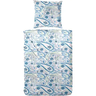 Primera Bettwäsche »Mako-Satin-Bettwäsche Pastel Paisley« 2 Stk. tlg. mit elegantem Blumen Muster, blau
