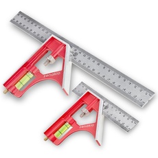 Zenakio Kombinationswinkel Set 150mm & 300mm - metrisch - Zwei Präzise Universal Kombiwinkel mit Linealanschlag - Anschlagwinkel Set - Edelstahl, Combination Square - Hochwertiges Profi Messwerkzeug