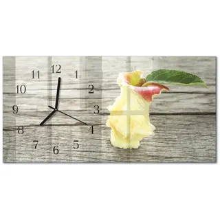 Tulup Wanduhr aus Glas 60x30 cm - Apple-Kern , Beige , Rechteckig , 60x30x0.4 cm , Dekoration, Uhren, Wanduhren