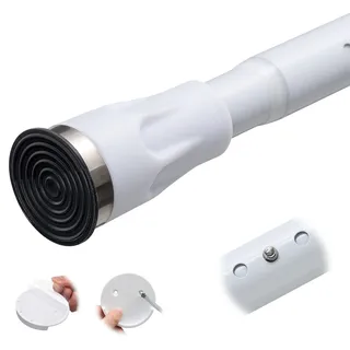 Weiße Duschvorhangstange, Spannung ohne Bohren, 107,7 bis 292,1 cm, verstellbar, strapazierfähig, schwarz, Duschvorhangstange für Badezimmer, Schrank, Fenster