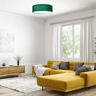 Navaris LED Deckenleuchte 22W - Rund ∅ 40cm - Design Samt Stoff Grün - Deckenlampe LED Licht Dimmbar mit Farbtemperaturwechsel und Fernbedienung